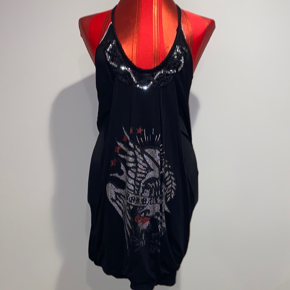 ed hardy dress black | Dresses | Ed Hardy Color:White/Blue This pull silver sparkle dress Stunning A-Line Wedding Dresses